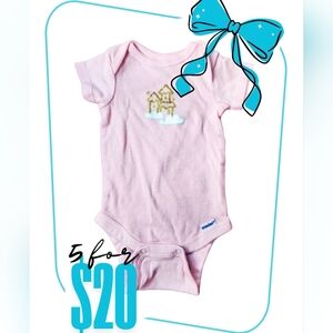 Gerber Pink Baby Onesie with Castle Graphic